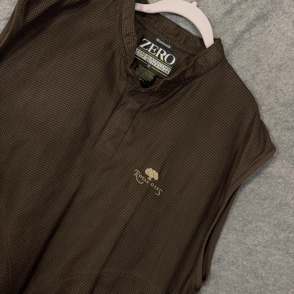 Zero Restriction Microsuede Vest Mens Sz L Brown Houndstooth Lined Golf